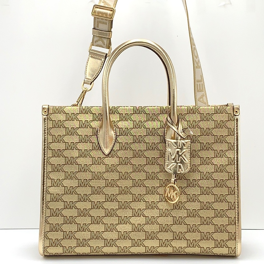 Michael Kors Medium Mirella EW Tote Bag Crossbody Shoulder Handbag PALE GOLD - Picture 3 of 16